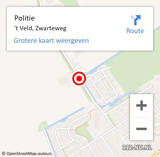 Locatie op kaart van de 112 melding: Politie 't Veld, Zwarteweg op 21 november 2015 11:02