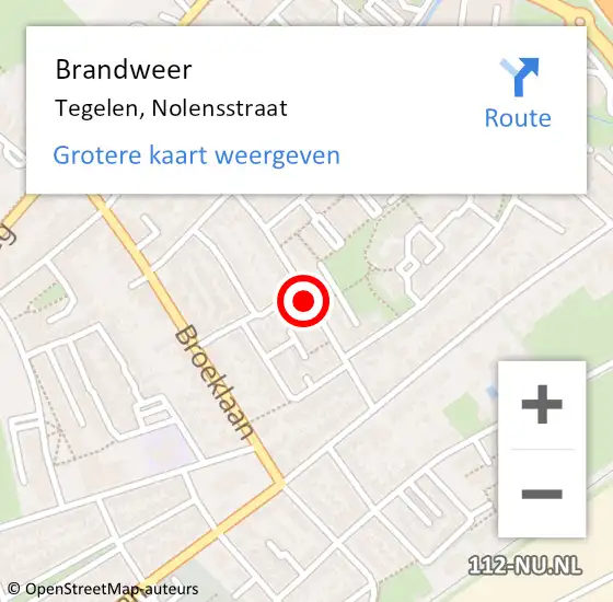 Locatie op kaart van de 112 melding: Brandweer Tegelen, Nolensstraat op 21 november 2015 11:10