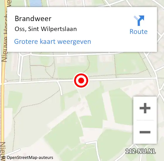 Locatie op kaart van de 112 melding: Brandweer Oss, Sint Wilpertslaan op 27 november 2013 16:22