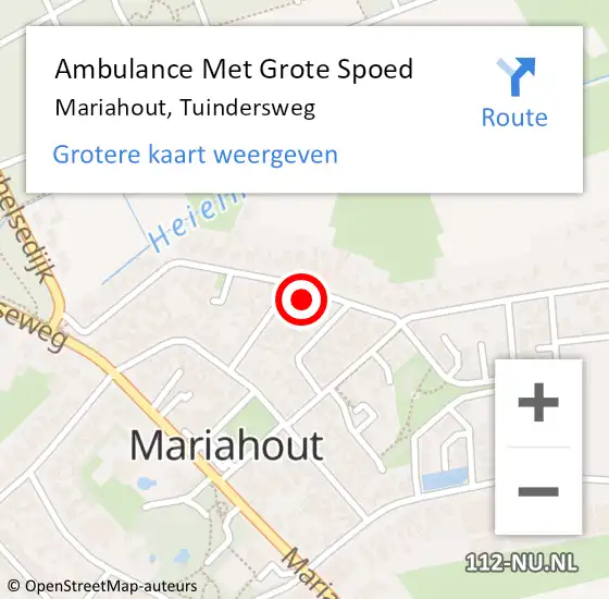 Locatie op kaart van de 112 melding: Ambulance Met Grote Spoed Naar Mariahout, Tuindersweg op 21 november 2015 11:41