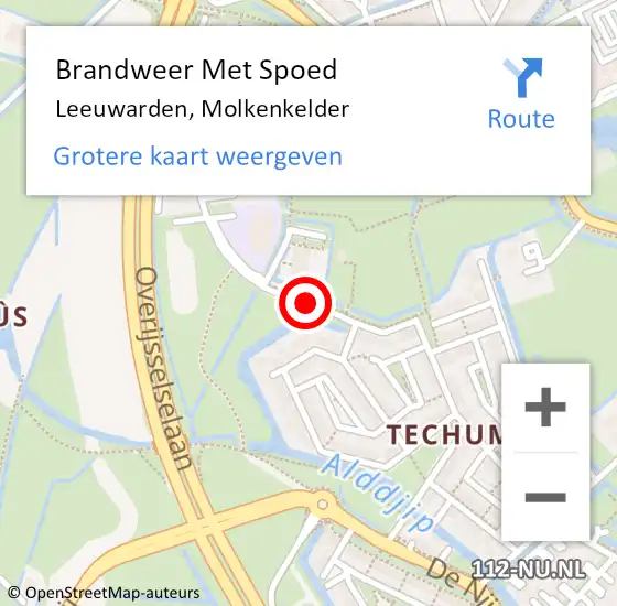 Locatie op kaart van de 112 melding: Brandweer Met Spoed Naar Leeuwarden, Molkenkelder op 21 november 2015 11:57