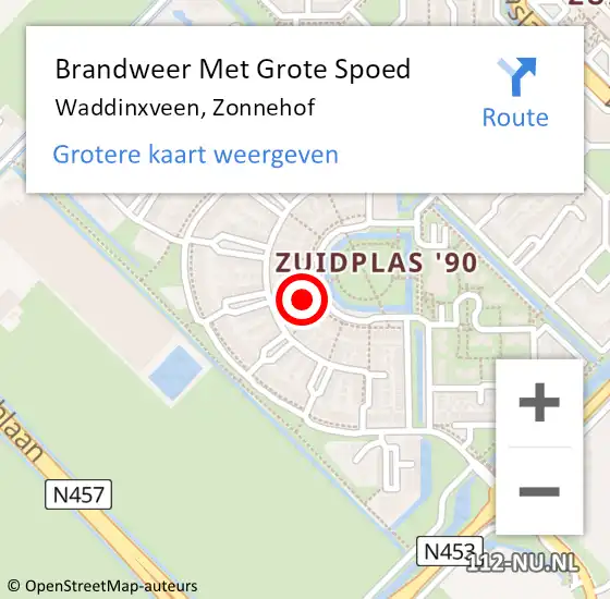 Locatie op kaart van de 112 melding: Brandweer Met Grote Spoed Naar Waddinxveen, Zonnehof op 27 november 2013 16:23