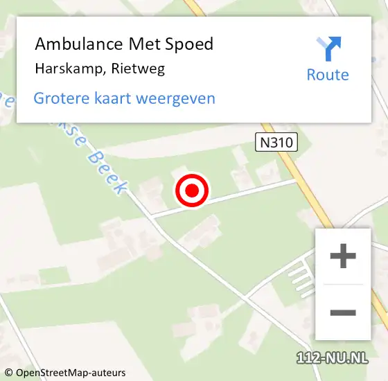 Locatie op kaart van de 112 melding: Ambulance Met Spoed Naar Harskamp, Rietweg op 21 november 2015 12:20