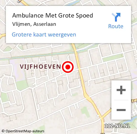 Locatie op kaart van de 112 melding: Ambulance Met Grote Spoed Naar Vlijmen, Asserlaan op 21 november 2015 12:32