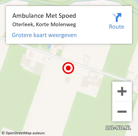 Locatie op kaart van de 112 melding: Ambulance Met Spoed Naar Oterleek, Korte Molenweg op 21 november 2015 13:31