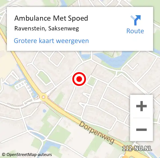 Locatie op kaart van de 112 melding: Ambulance Met Spoed Naar Ravenstein, Saksenweg op 27 november 2013 16:33