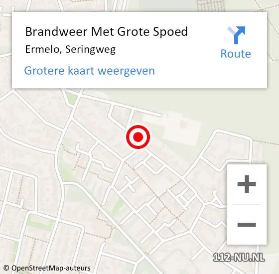 Locatie op kaart van de 112 melding: Brandweer Met Grote Spoed Naar Ermelo, Seringweg op 21 november 2015 13:51