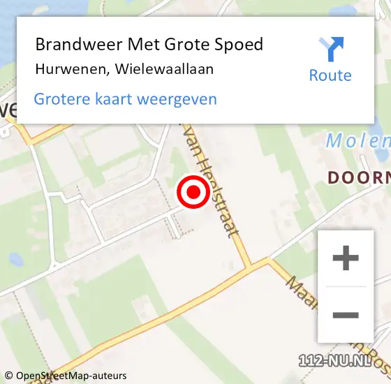 Locatie op kaart van de 112 melding: Brandweer Met Grote Spoed Naar Hurwenen, Wielewaallaan op 27 november 2013 16:33