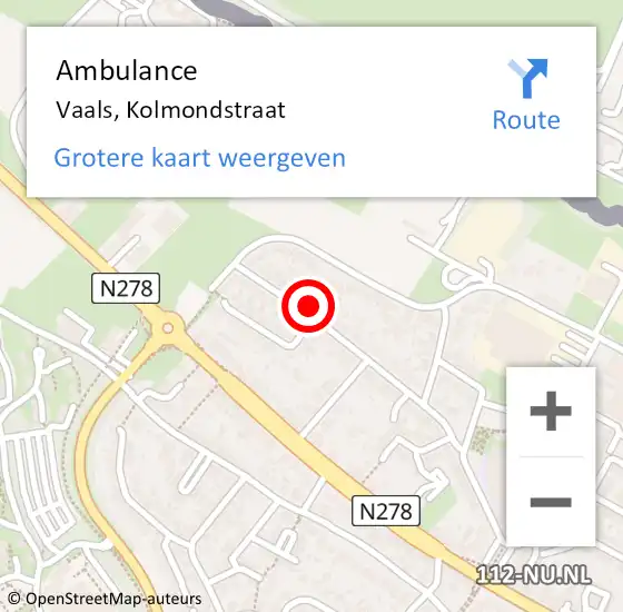 Locatie op kaart van de 112 melding: Ambulance Vaals, Kolmondstraat op 21 november 2015 14:12