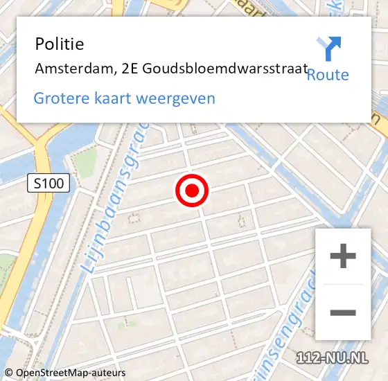 Locatie op kaart van de 112 melding: Politie Amsterdam, 2E Goudsbloemdwarsstraat op 27 november 2013 16:36