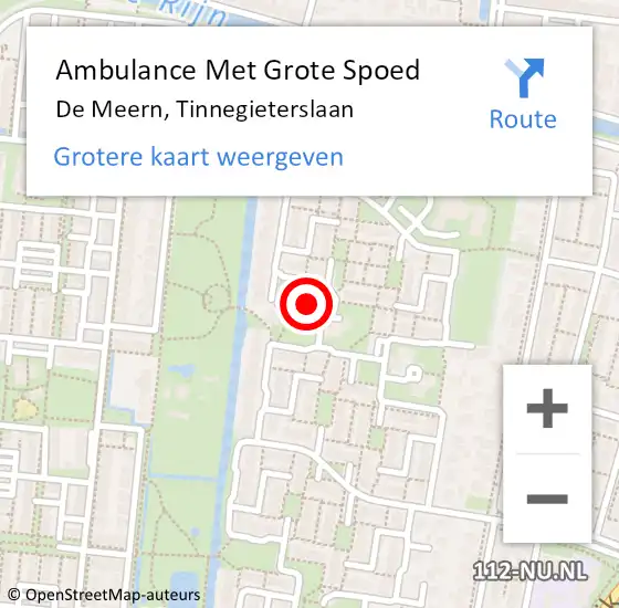 Locatie op kaart van de 112 melding: Ambulance Met Grote Spoed Naar De Meern, Tinnegieterslaan op 21 november 2015 14:45