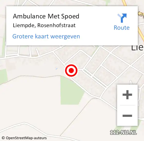 Locatie op kaart van de 112 melding: Ambulance Met Spoed Naar Liempde, Rosenhofstraat op 21 november 2015 15:50