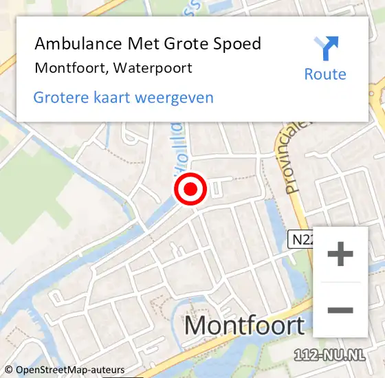 Locatie op kaart van de 112 melding: Ambulance Met Grote Spoed Naar Montfoort, Waterpoort op 21 november 2015 16:04