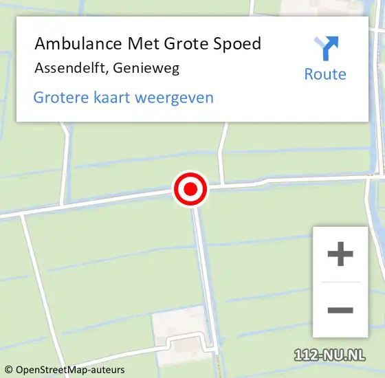 Locatie op kaart van de 112 melding: Ambulance Met Grote Spoed Naar Assendelft, Genieweg op 21 november 2015 16:24