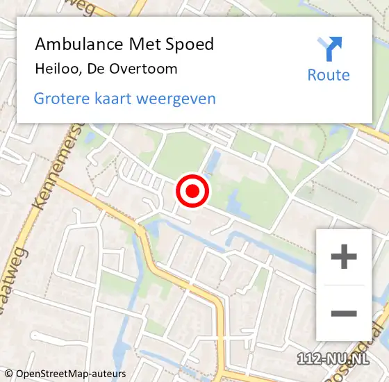 Locatie op kaart van de 112 melding: Ambulance Met Spoed Naar Heiloo, De Overtoom op 21 november 2015 16:53