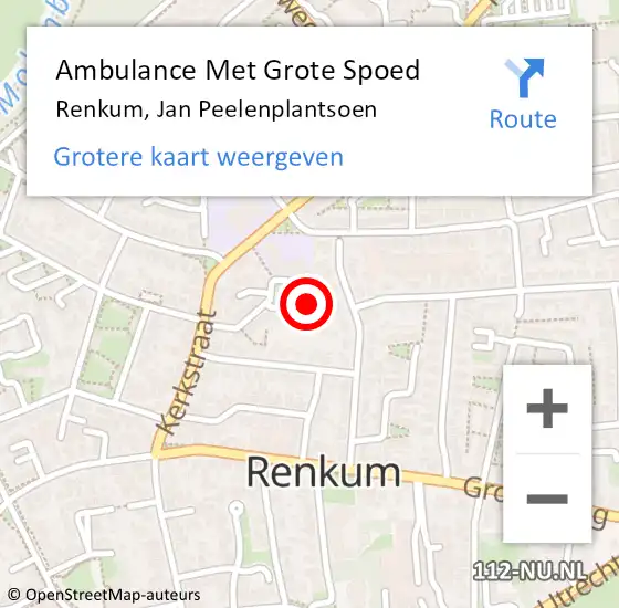 Locatie op kaart van de 112 melding: Ambulance Met Grote Spoed Naar Renkum, Jan Peelenplantsoen op 21 november 2015 17:33