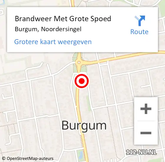 Locatie op kaart van de 112 melding: Brandweer Met Grote Spoed Naar Burgum, Noordersingel op 21 november 2015 17:38