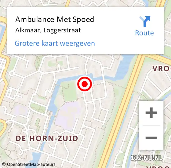 Locatie op kaart van de 112 melding: Ambulance Met Spoed Naar Alkmaar, Loggerstraat op 21 november 2015 17:45