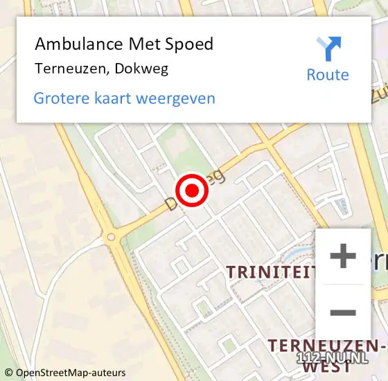 Locatie op kaart van de 112 melding: Ambulance Met Spoed Naar Terneuzen, Dokweg op 21 november 2015 18:01