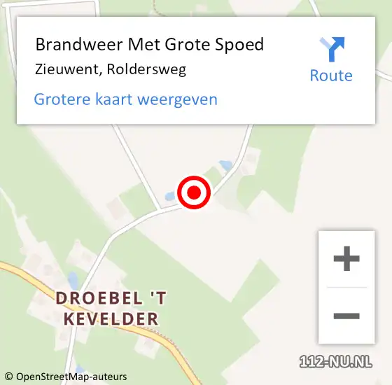 Locatie op kaart van de 112 melding: Brandweer Met Grote Spoed Naar Zieuwent, Roldersweg op 21 november 2015 18:46