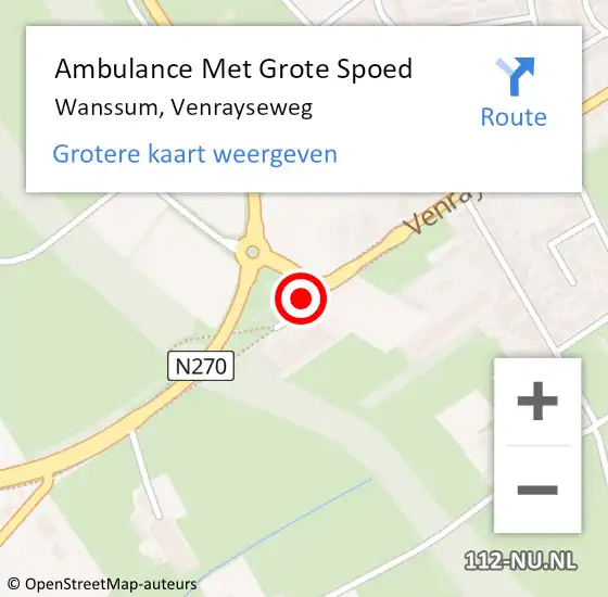 Locatie op kaart van de 112 melding: Ambulance Met Grote Spoed Naar Wanssum, Venrayseweg op 21 november 2015 19:49