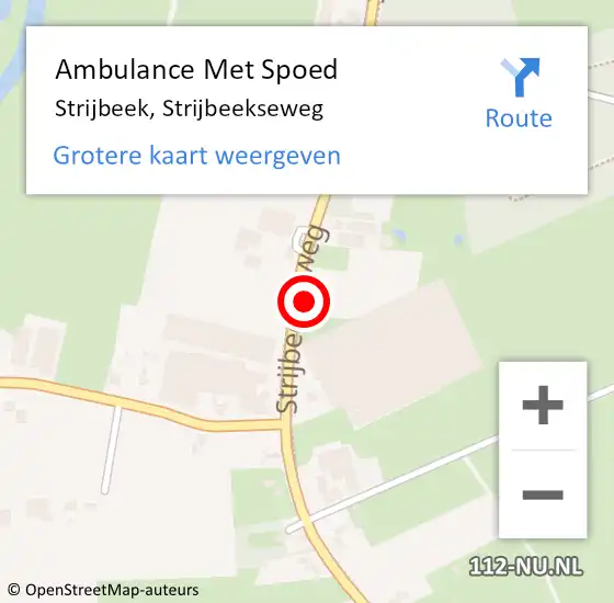 Locatie op kaart van de 112 melding: Ambulance Met Spoed Naar Strijbeek, Strijbeekseweg op 21 november 2015 20:31