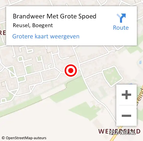 Locatie op kaart van de 112 melding: Brandweer Met Grote Spoed Naar Reusel, Boegent op 21 november 2015 21:01