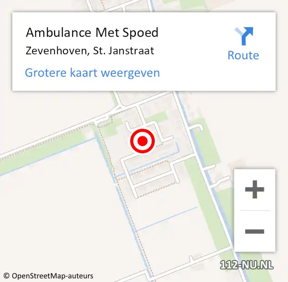 Locatie op kaart van de 112 melding: Ambulance Met Spoed Naar Zevenhoven, St. Janstraat op 21 november 2015 21:03