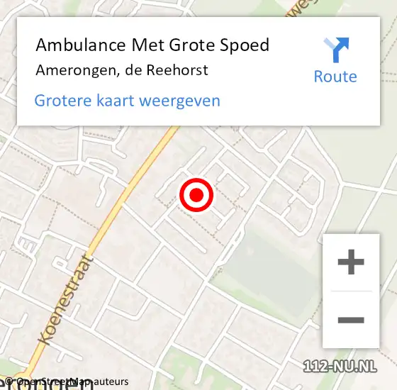 Locatie op kaart van de 112 melding: Ambulance Met Grote Spoed Naar Amerongen, de Reehorst op 21 november 2015 22:27