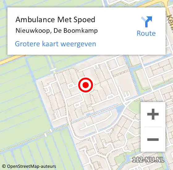 Locatie op kaart van de 112 melding: Ambulance Met Spoed Naar Nieuwkoop, De Boomkamp op 21 november 2015 23:54