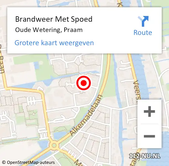 Locatie op kaart van de 112 melding: Brandweer Met Spoed Naar Oude Wetering, Praam op 22 november 2015 00:32