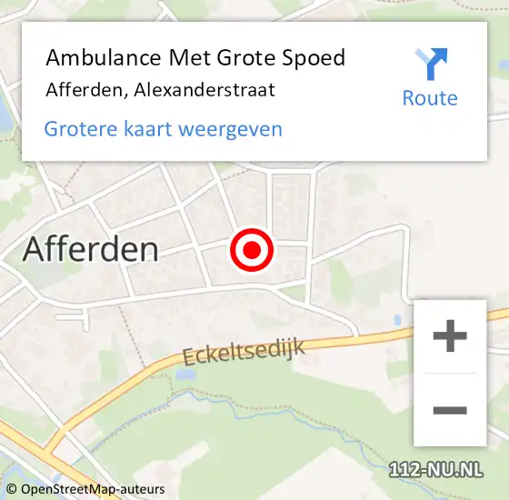 Locatie op kaart van de 112 melding: Ambulance Met Grote Spoed Naar Afferden, Alexanderstraat op 22 november 2015 00:56