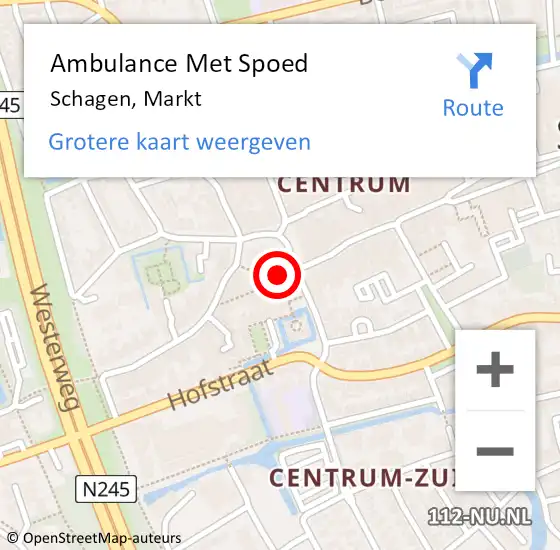 Locatie op kaart van de 112 melding: Ambulance Met Spoed Naar Schagen, Markt op 22 november 2015 01:04