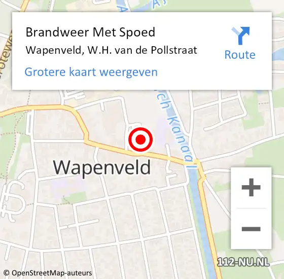 Locatie op kaart van de 112 melding: Brandweer Met Spoed Naar Wapenveld, W.H. van de Pollstraat op 22 november 2015 02:19