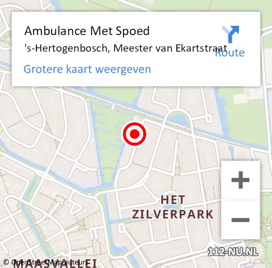 Locatie op kaart van de 112 melding: Ambulance Met Spoed Naar 's-Hertogenbosch, Meester van Ekartstraat op 22 november 2015 03:16