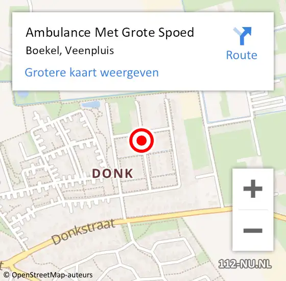 Locatie op kaart van de 112 melding: Ambulance Met Grote Spoed Naar Boekel, Veenpluis op 22 november 2015 03:53