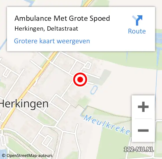 Locatie op kaart van de 112 melding: Ambulance Met Grote Spoed Naar Herkingen, Deltastraat op 22 november 2015 07:58