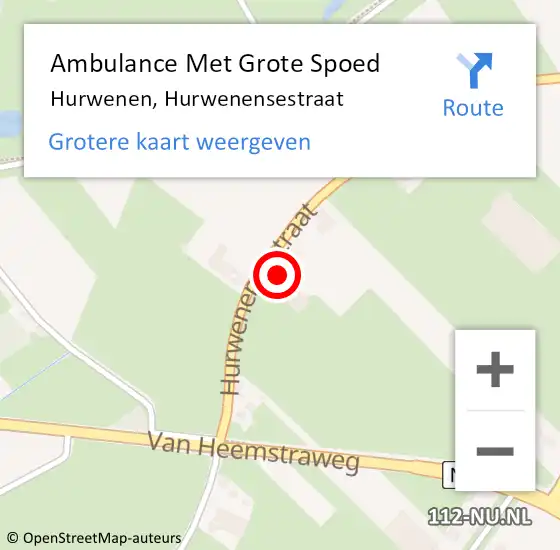 Locatie op kaart van de 112 melding: Ambulance Met Grote Spoed Naar Hurwenen, Hurwenensestraat op 22 november 2015 08:41