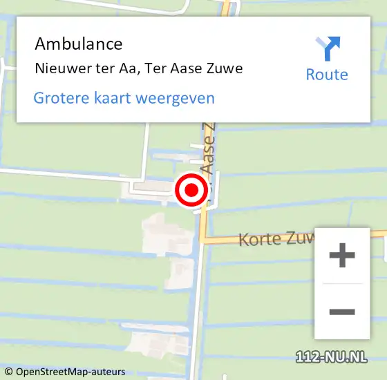 Locatie op kaart van de 112 melding: Ambulance Nieuwer ter Aa, Ter Aase Zuwe op 22 november 2015 09:09