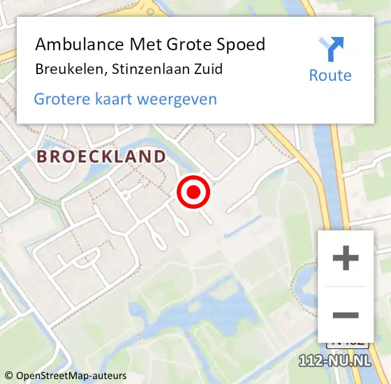 Locatie op kaart van de 112 melding: Ambulance Met Grote Spoed Naar Breukelen, Stinzenlaan Zuid op 22 november 2015 10:13