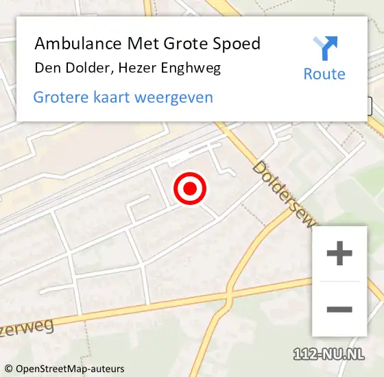 Locatie op kaart van de 112 melding: Ambulance Met Grote Spoed Naar Den Dolder, Hezer Enghweg op 22 november 2015 10:13