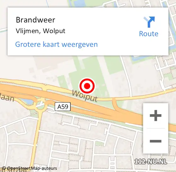 Locatie op kaart van de 112 melding: Brandweer Vlijmen, Wolput op 22 november 2015 10:46