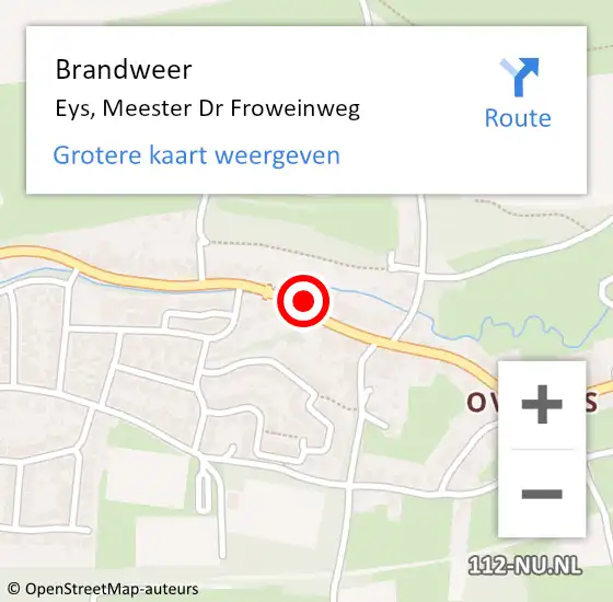 Locatie op kaart van de 112 melding: Brandweer Eys, Meester Dr Froweinweg op 14 september 2013 05:34