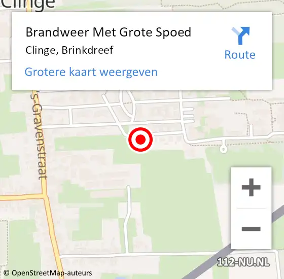 Locatie op kaart van de 112 melding: Brandweer Met Grote Spoed Naar Clinge, Brinkdreef op 22 november 2015 12:15