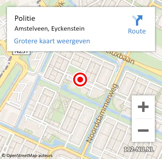 Locatie op kaart van de 112 melding: Politie Amstelveen, Eyckenstein op 22 november 2015 13:31