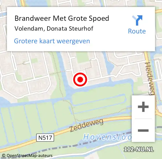 Locatie op kaart van de 112 melding: Brandweer Met Grote Spoed Naar Volendam, Donata Steurhof op 27 november 2013 18:09