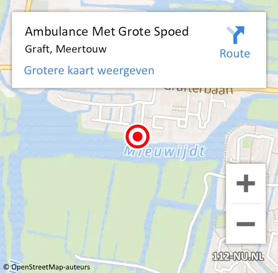 Locatie op kaart van de 112 melding: Ambulance Met Grote Spoed Naar Graft, Meertouw op 22 november 2015 13:55