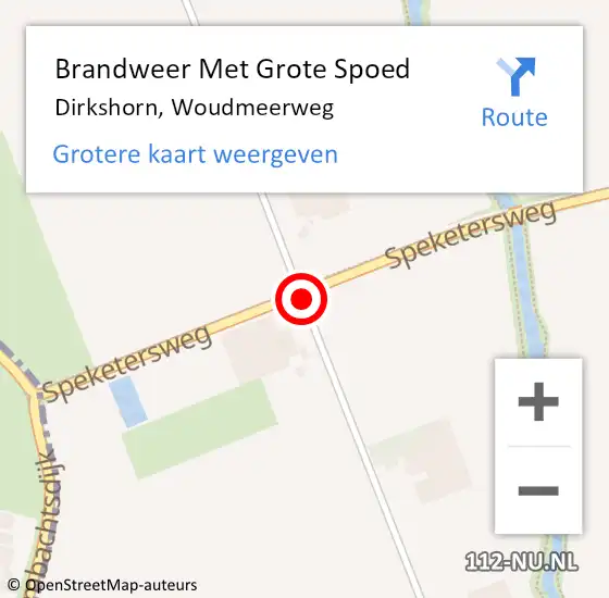 Locatie op kaart van de 112 melding: Brandweer Met Grote Spoed Naar Dirkshorn, Woudmeerweg op 22 november 2015 13:56