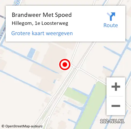 Locatie op kaart van de 112 melding: Brandweer Met Spoed Naar Hillegom, 1e Loosterweg op 22 november 2015 14:10