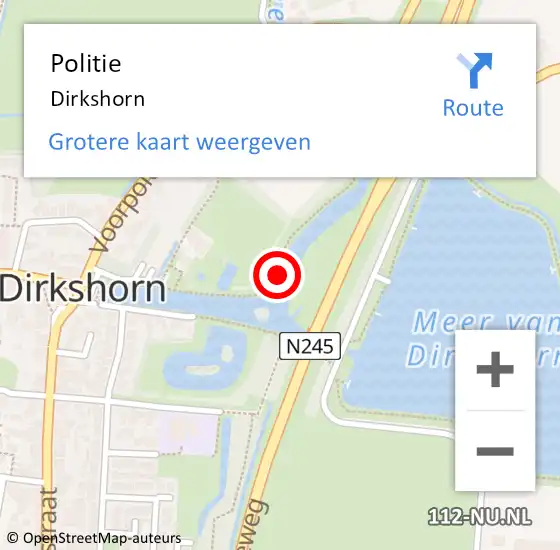 Locatie op kaart van de 112 melding: Politie Dirkshorn op 22 november 2015 14:20